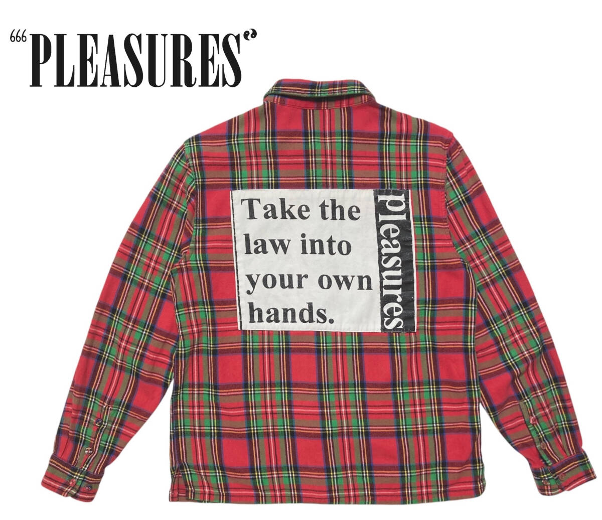 PLEASURES プレジャーズ M チェック シャツ Take the law into your hands