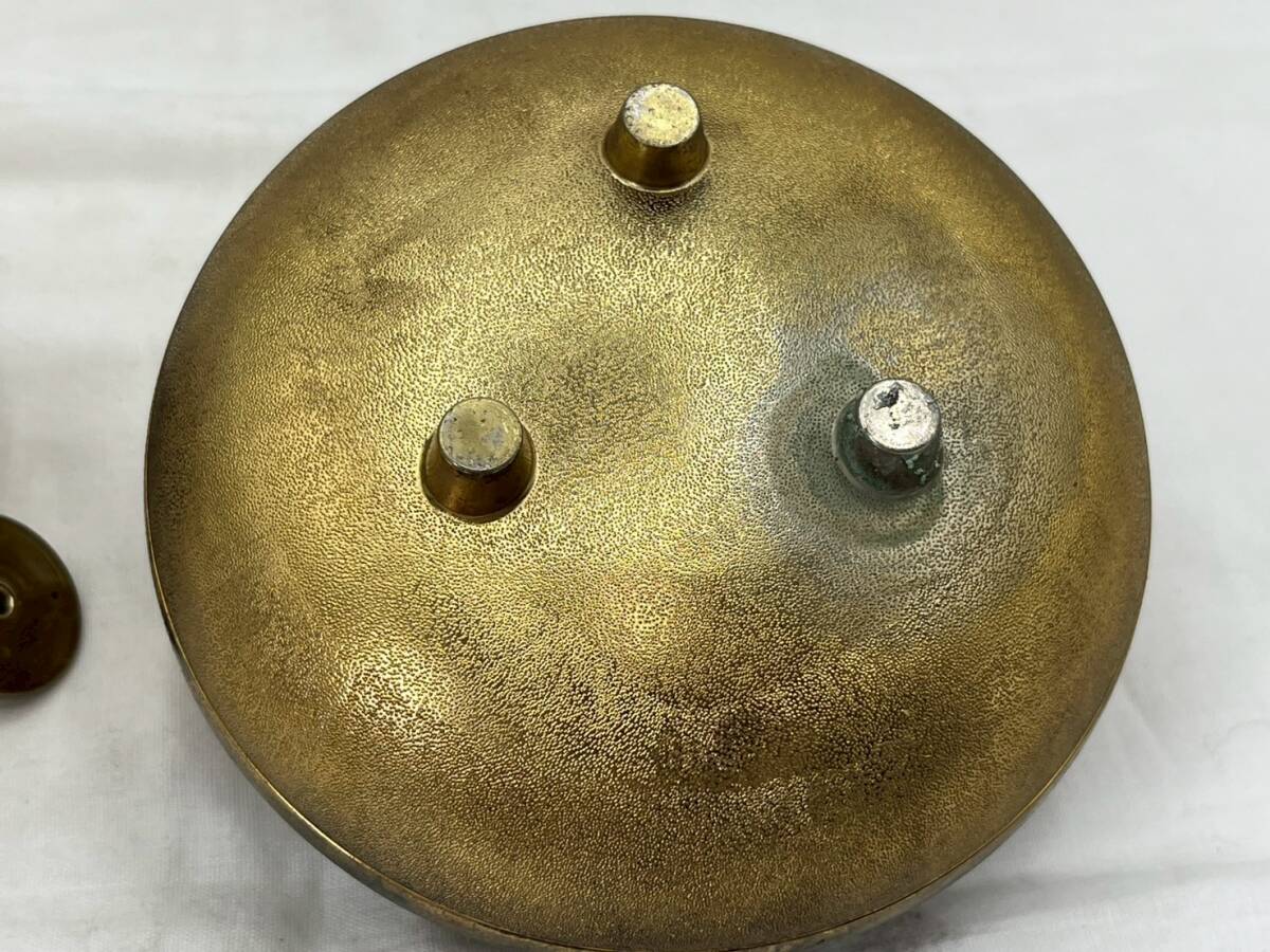 ok6206060/香炉 茶釜 24KGP 真鍮製 二段式三足香炉 高さ15cm 幅 ok6206060/香炉 茶釜 24KGP 真鍮製 二段式三足香炉 高さ15cm 幅