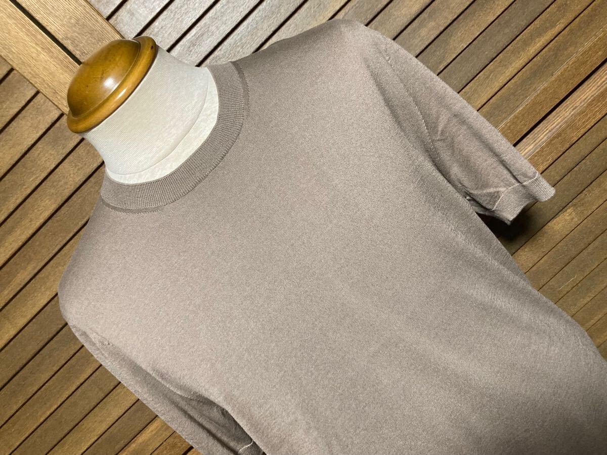 新品 アニオナ(伊) 春夏半袖ニットTシャツ48→L相当 モカ 新品 アニオナ(伊) 春夏半袖ニットTシャツ48→L相当 モカ