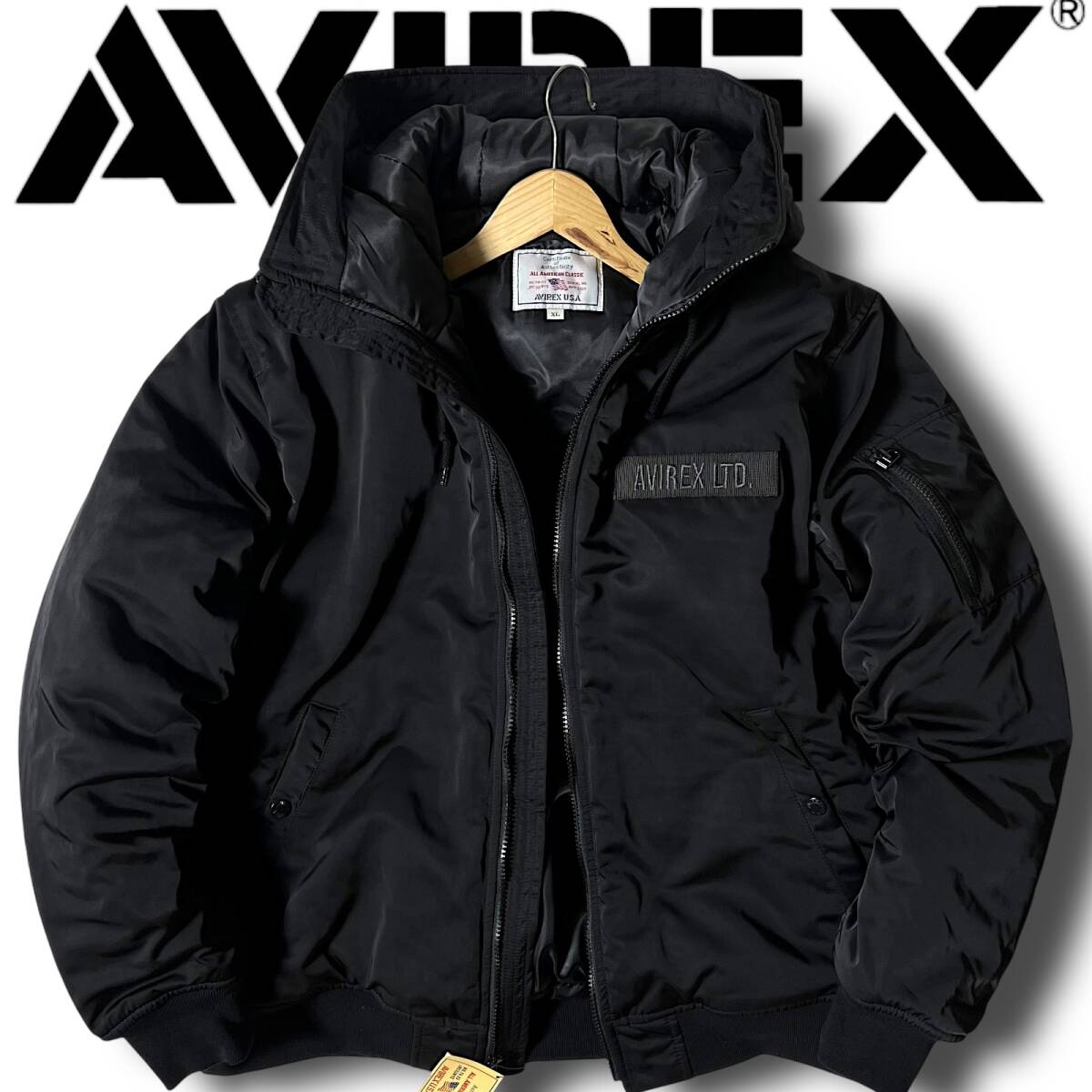 新品 AVIREX アヴィレックス 撥水防寒保溫 高耐久ポリタフタ 中綿入りエコダウン フライトジャケット ブルゾン XL 秋冬 ミリタリー◆B7166
