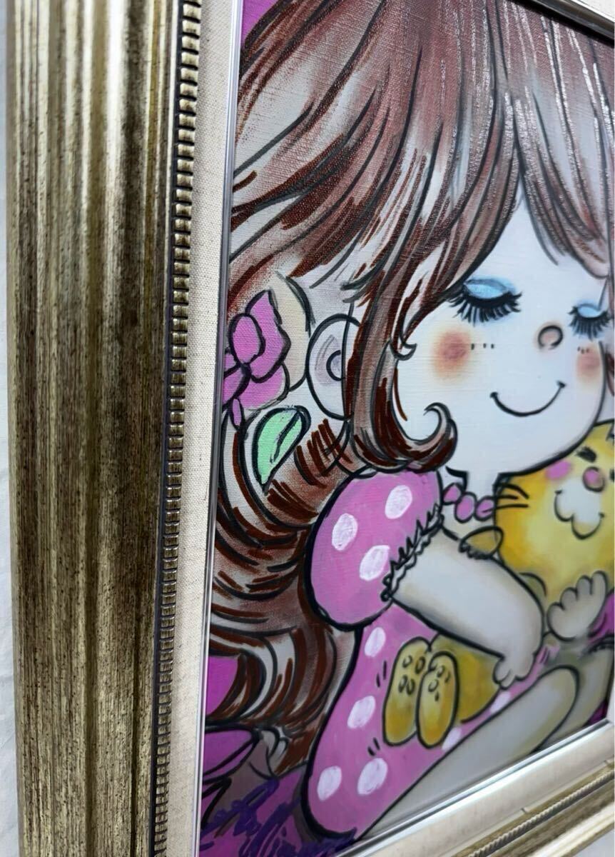 模写】/作者不詳/少女と猫/F6号/絵画/額縁/油彩画/肉筆/手書き 模写】/作者不詳/少女と猫/F6号/絵画/額縁/油彩画/肉筆/手書き
