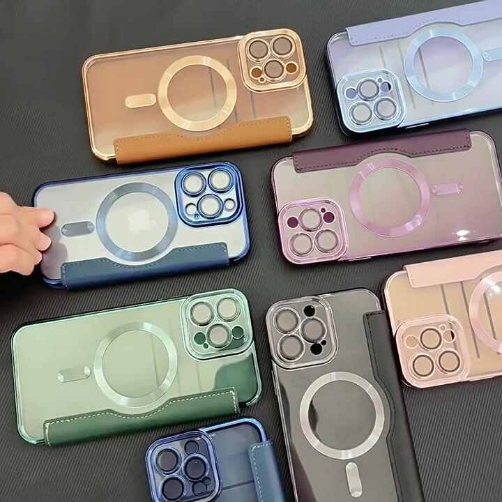 iPhone 16 Pro用 ケース グレー 手帳型 カード収納 MagSafe充電 レザー 灰色 スマホ ワイヤレス充電