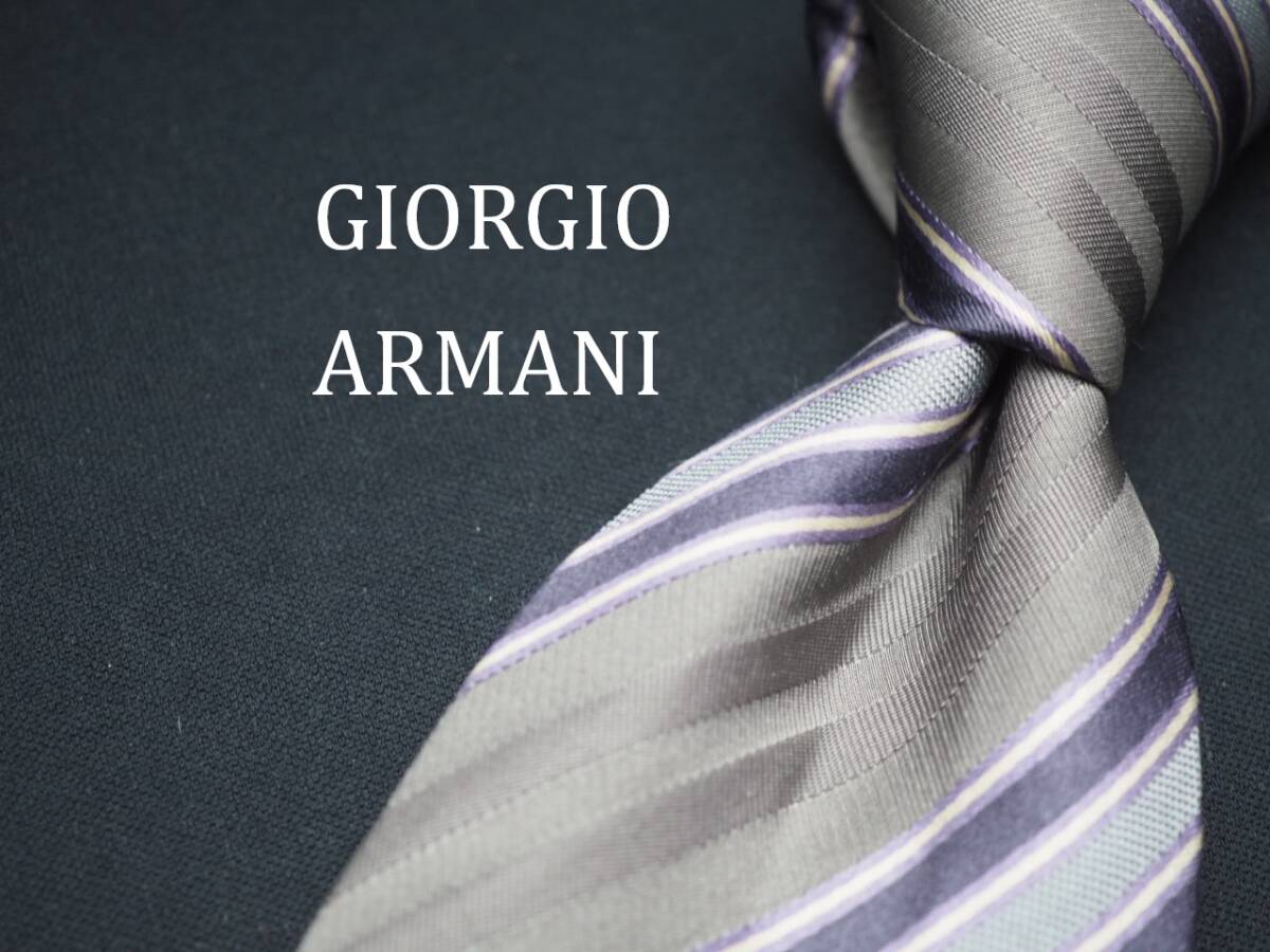 美品【GIORGIO ARMANI ジョルジオアルマーニ】 D2810 グレー系 SILK ブランド ネクタイ 古著 良品