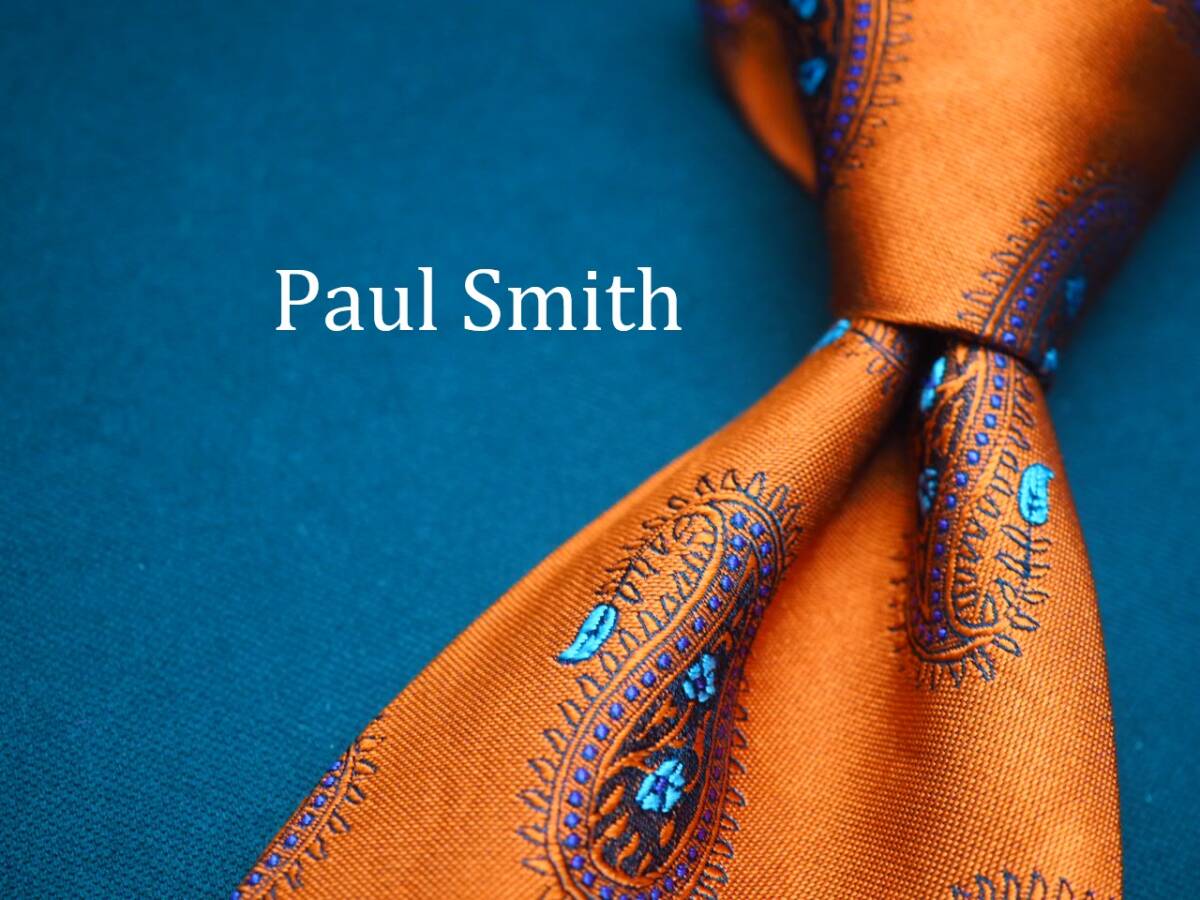 美品【Paul Smith ポールスミス】 D2946 オレンジ系 SILK ブランド ネクタイ 古著 良品