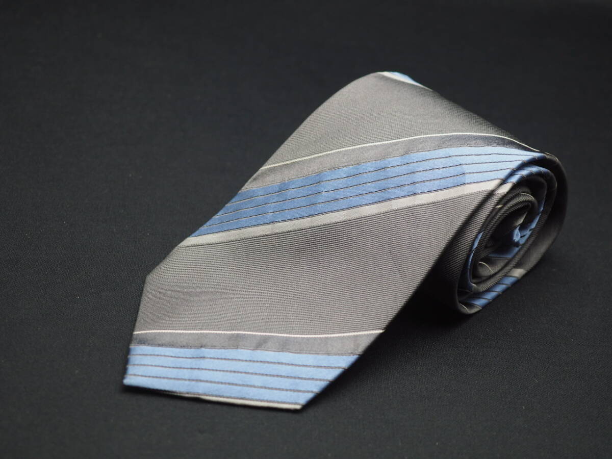 美品【GIORGIO ARMANI ジョルジオアルマーニ】 D3049 グレー系 SILK ブランド ネクタイ 古著 良品