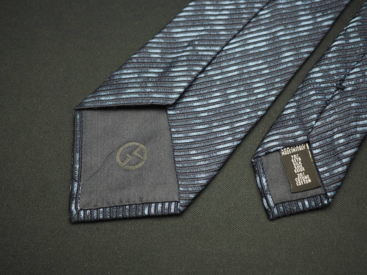 美品【GIORGIO ARMANI ジョルジオアルマーニ】 D3054 ネイビー系 SILK ブランド ネクタイ 古著 良品