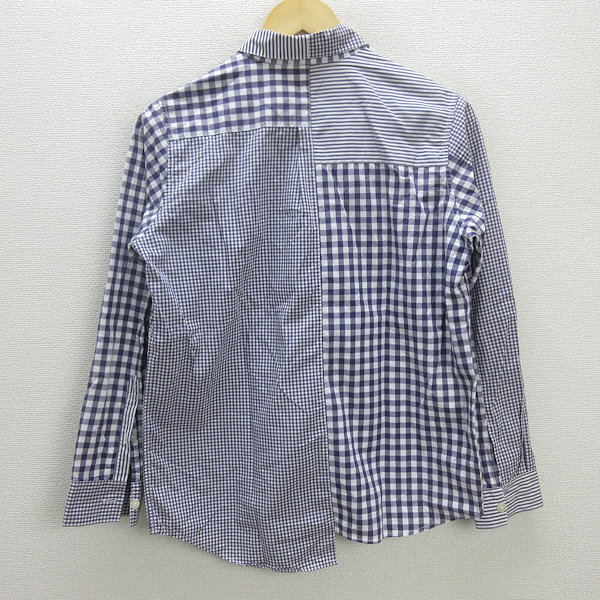 C■ネネット/Ne-net 総柄 チェック/ストライプ 長袖BDシャツ【2】紫/men's■153【中古】■_画像3
