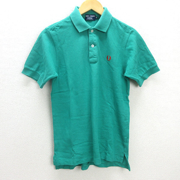 G■フレッドペリー/FREDPERRY 半袖ポロシャツ/鹿の子地【M】緑/men's/111【中古】■