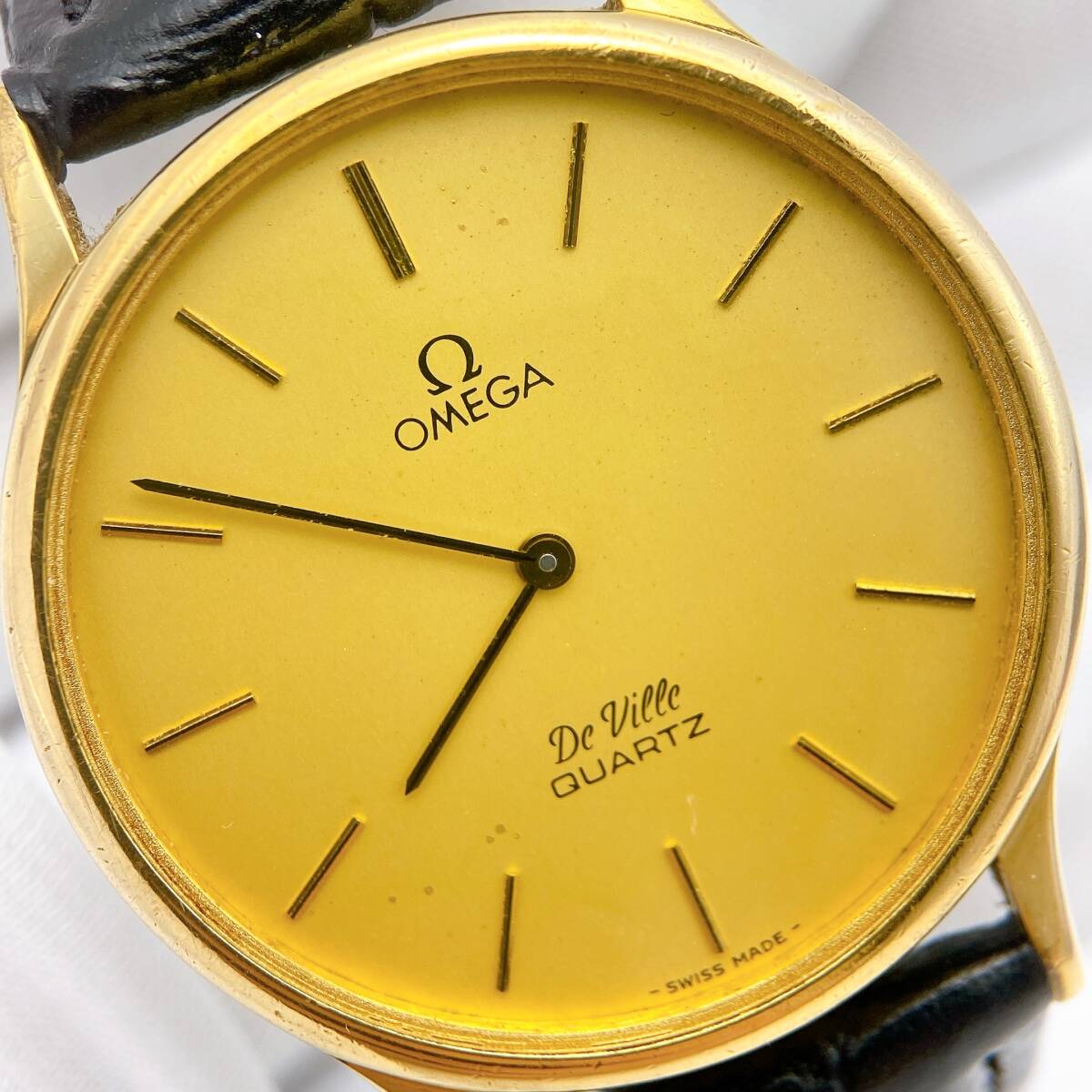 【きれいめファッション51選】上品さと清潔感をキープし オメガ 美品 OMEGA QZ クオーツ 腕時計 メンズ DEVILLE デビル デビル