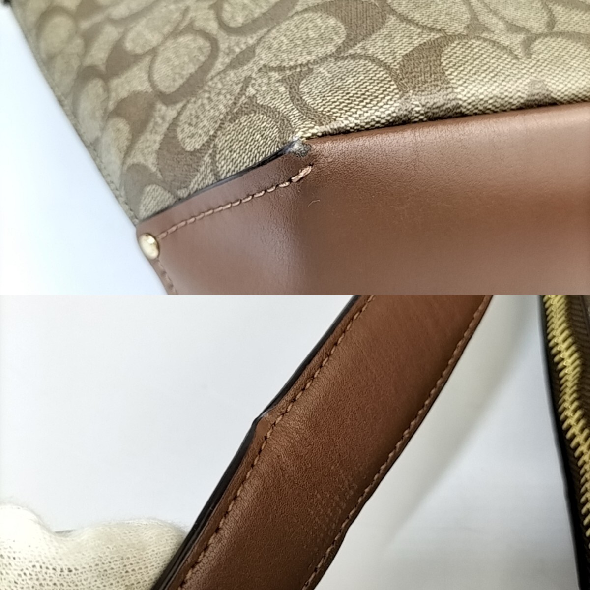 COACH 】 美品 コーチ シグネチャー 総柄 ゴールド金具 レザー COACH 】 美品 コーチ シグネチャー 総柄 ゴールド金具 レザー