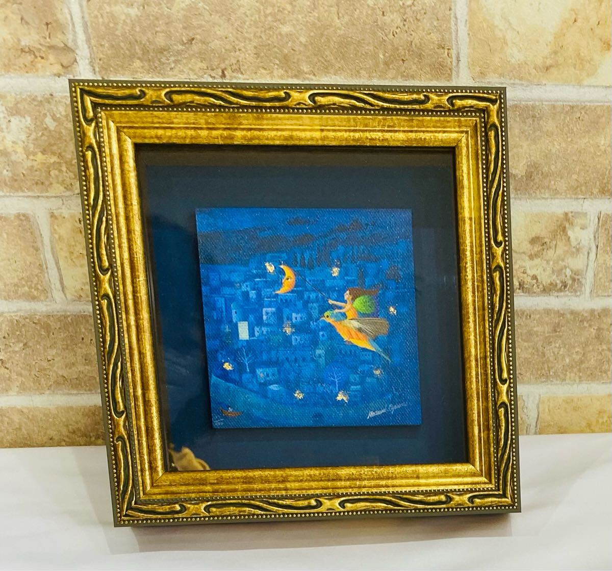 ◇小澤摩純 絵画 「夜間飛行 」 シルクスクリーン 10センチ画 ◇小澤摩純 絵画 「夜間飛行 」 シルクスクリーン 10センチ画