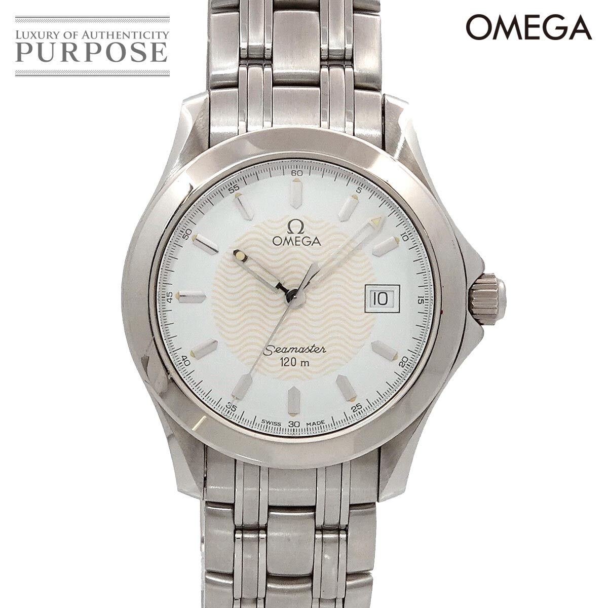 オメガ OMEGA シーマスター120 2511 21 メンズ 腕時(shí)計(jì) デイト ホワイト クォーツ ウォッチ Seamaster 90276320
