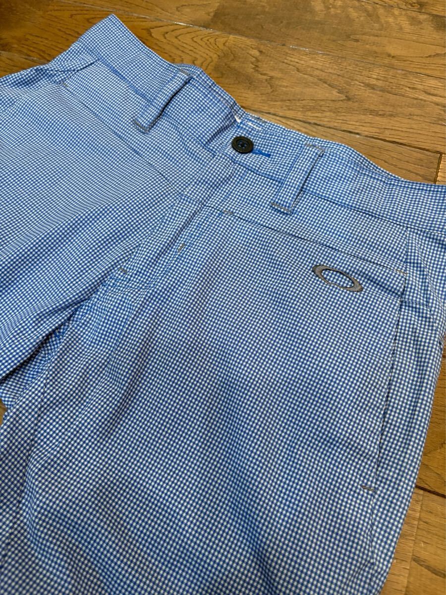 【美品】OAKLEY SKULL GOLF ギンガムチェック ストレッチパンツ サイズW32 メンズ オークリー ゴルフ スカル 立体裁断_画像3