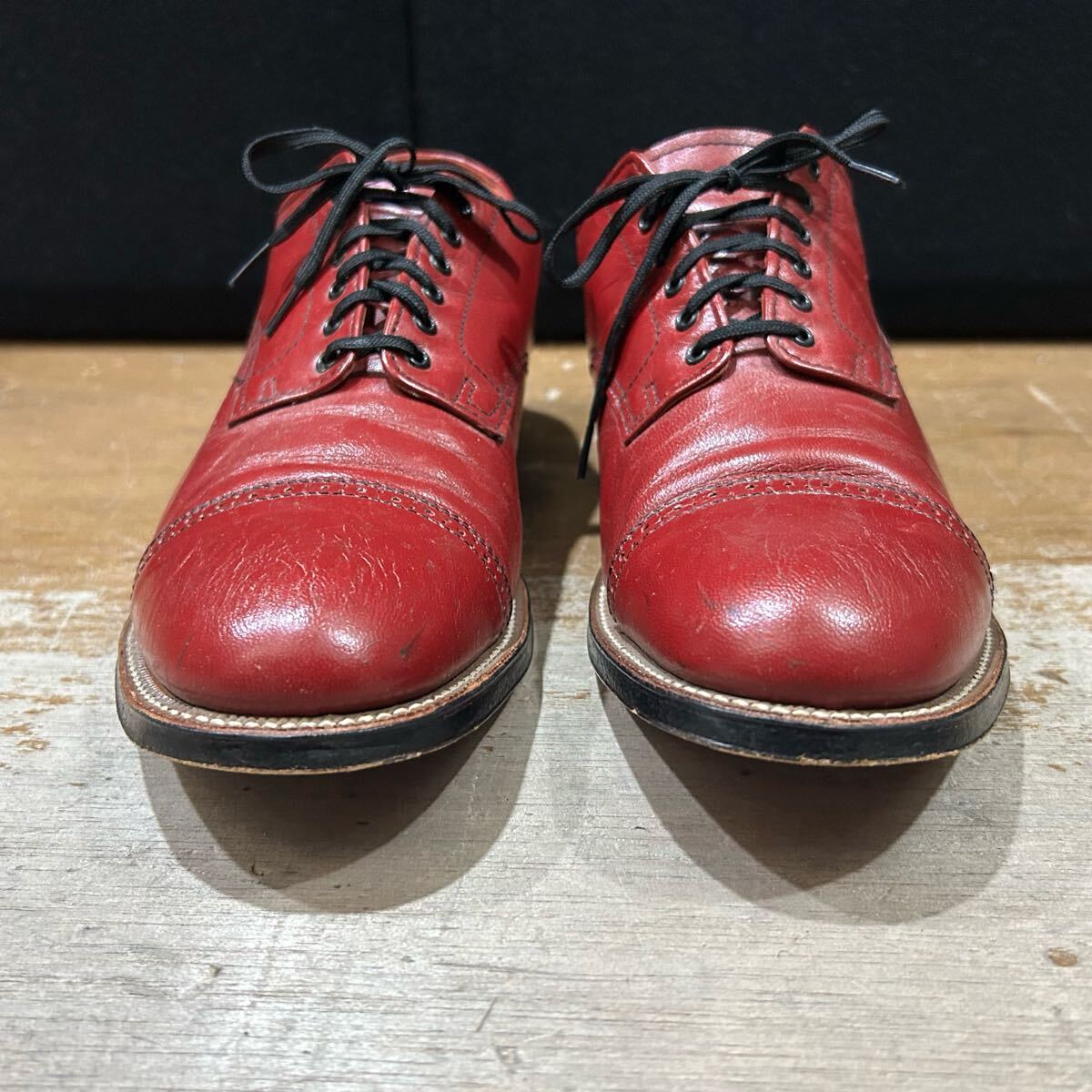 ヴィンテージステーシーアダムス革靴 希少赤10D モード 程度いいです_画像6
