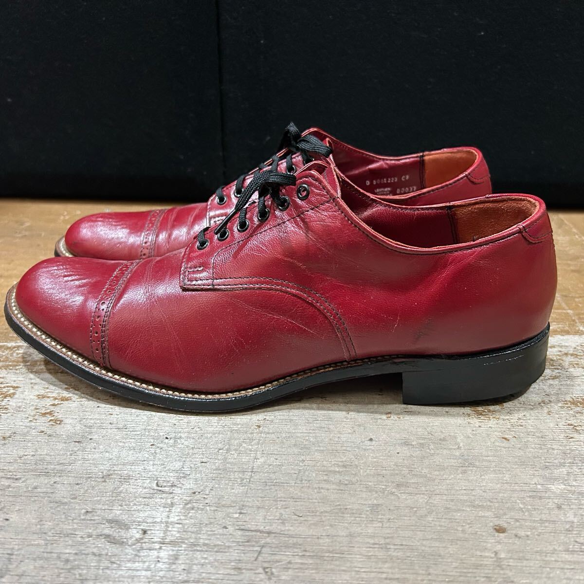ヴィンテージステーシーアダムス革靴 希少赤10D モード 程度いいです_画像9