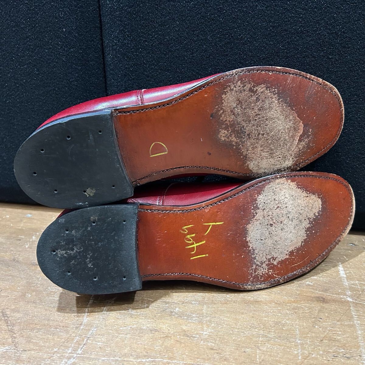ヴィンテージステーシーアダムス革靴 希少赤10D モード 程度いいです_画像10