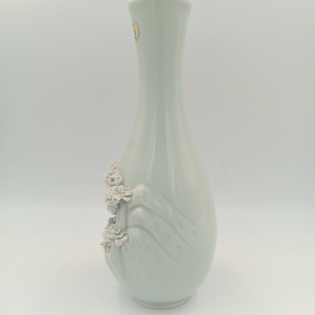 1円 I058 砥部焼 花瓶 曙山 田辺製陶 青色 水色 日本陶芸 彫刻