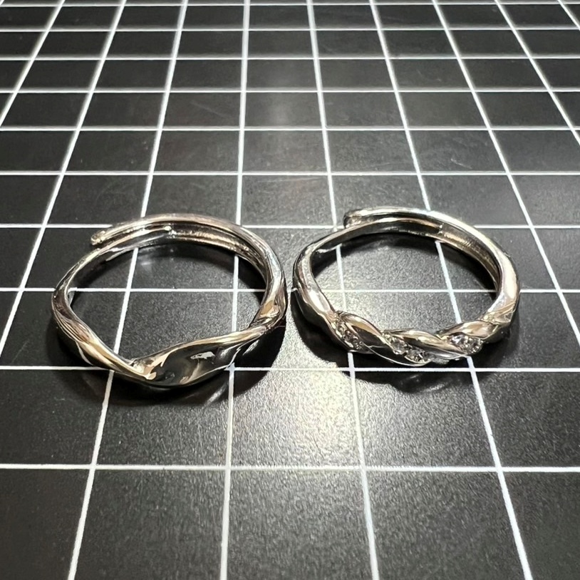 A456 匿名配送 ペアリング 指輪 レディース メンズ ジルコニア s925 シルバー フリーサイズ サイズ調節可能 ひねり ツイスト