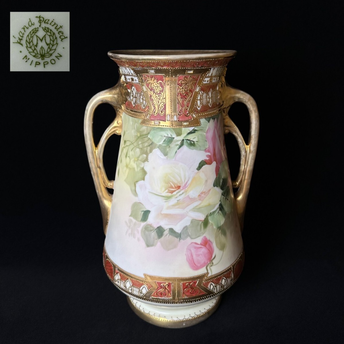 コレクター買取品 Noritake オールドノリタケ金彩 取手付花瓶 32 コレクター買取品 Noritake オールドノリタケ金彩 取手付花瓶 32
