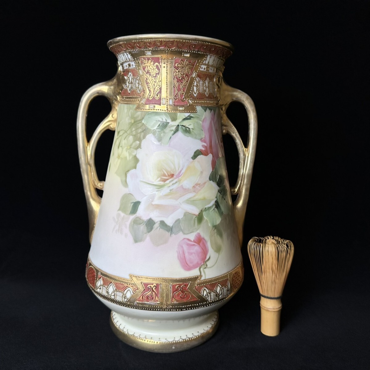 コレクター買取品 Noritake オールドノリタケ金彩 取手付花瓶 32 コレクター買取品 Noritake オールドノリタケ金彩 取手付花瓶 32