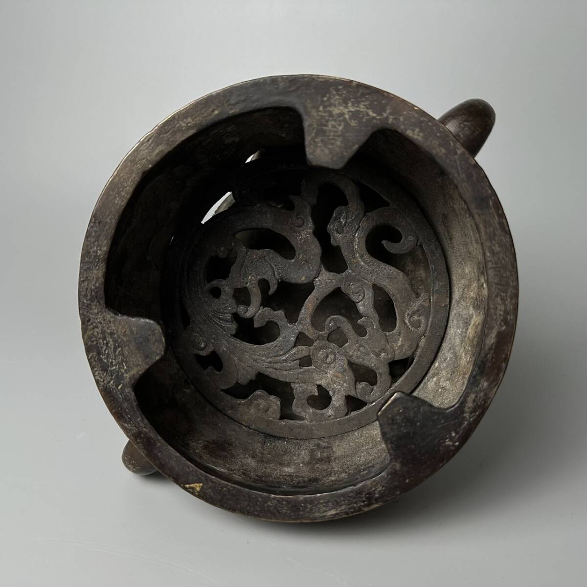 コレクター買取品 中国美術 獅子香炉 古銅金 涼炉 火鉢 在銘 コレクター買取品 中国美術 獅子香炉 古銅金 涼炉 火鉢 在銘