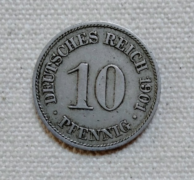 1901年 (明治34年)ドイツ帝国 10ペニヒ (検) 金貨 銀貨 古銭