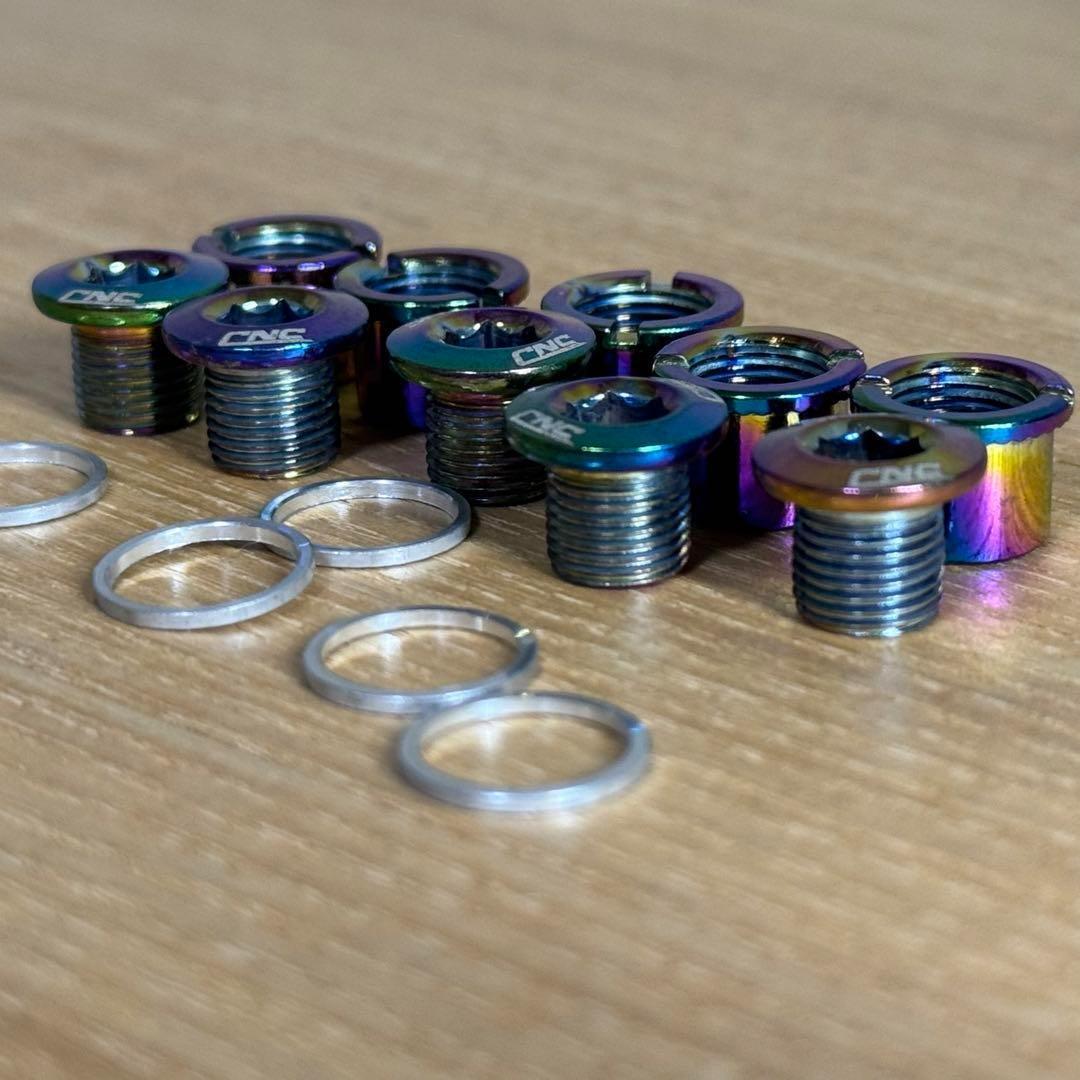 [新品] オイルスリック　CNCアルミチェーンリングボルト5本セット