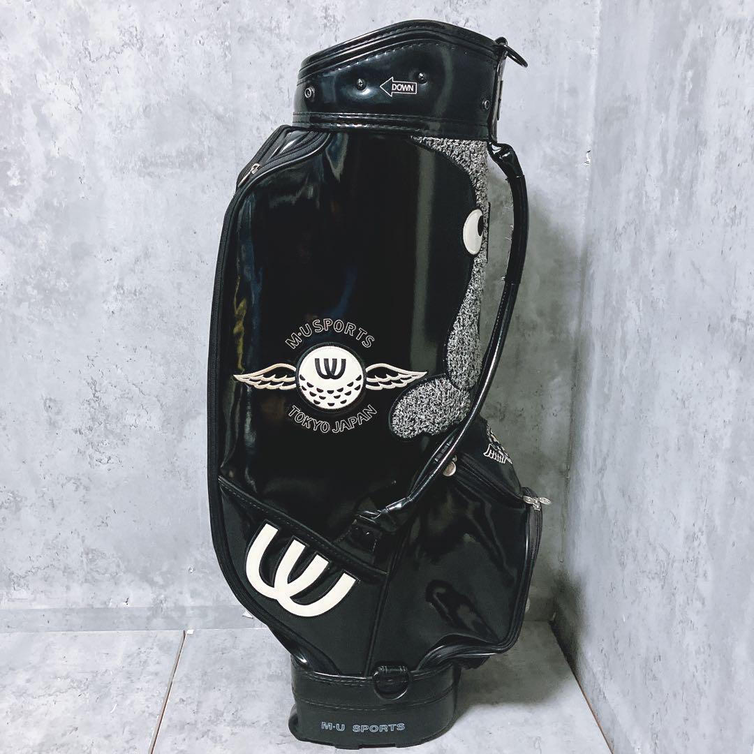 希少 M.U SPORTS MU スポーツ キャディバッグ エナメル ブラック 希少】ミエコウエサコ キャディバッグ エナメル ブラック