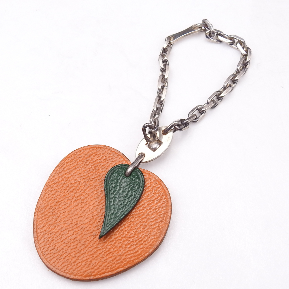 HERMES Hermes Apple очарование брелок для ключа orange серия кожа 