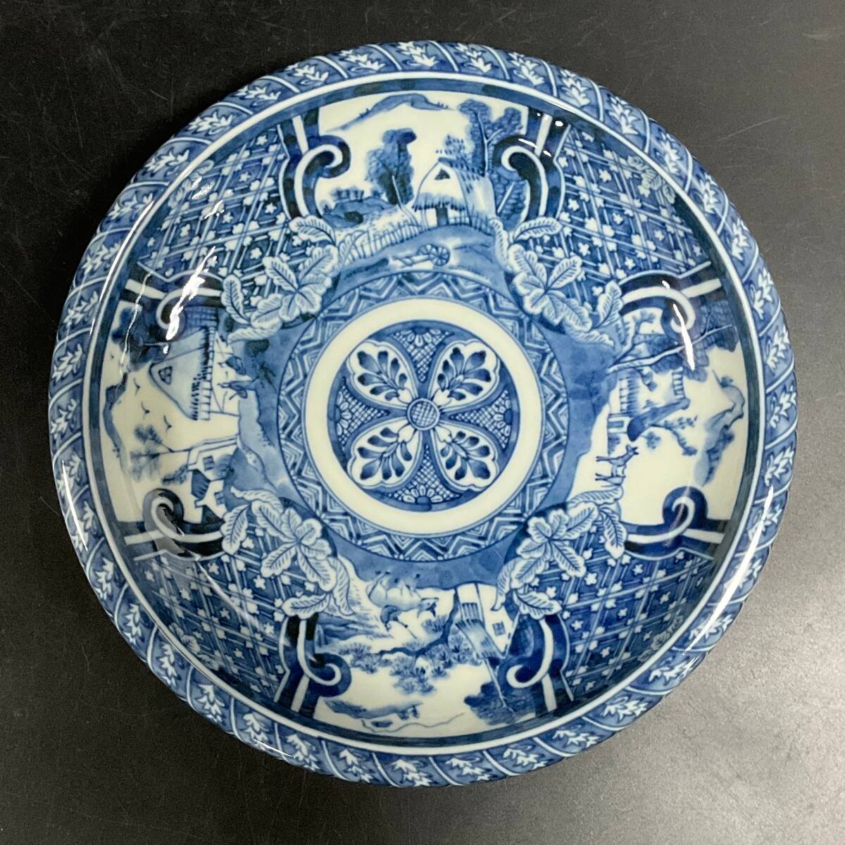 61535T】龍峰窯 大皿5枚揃 祥瑞玉渕22大皿揃 三洋陶器 染付 未 61535T】龍峰窯 大皿5枚揃 祥瑞玉渕22大皿揃 三洋陶器 染付 未