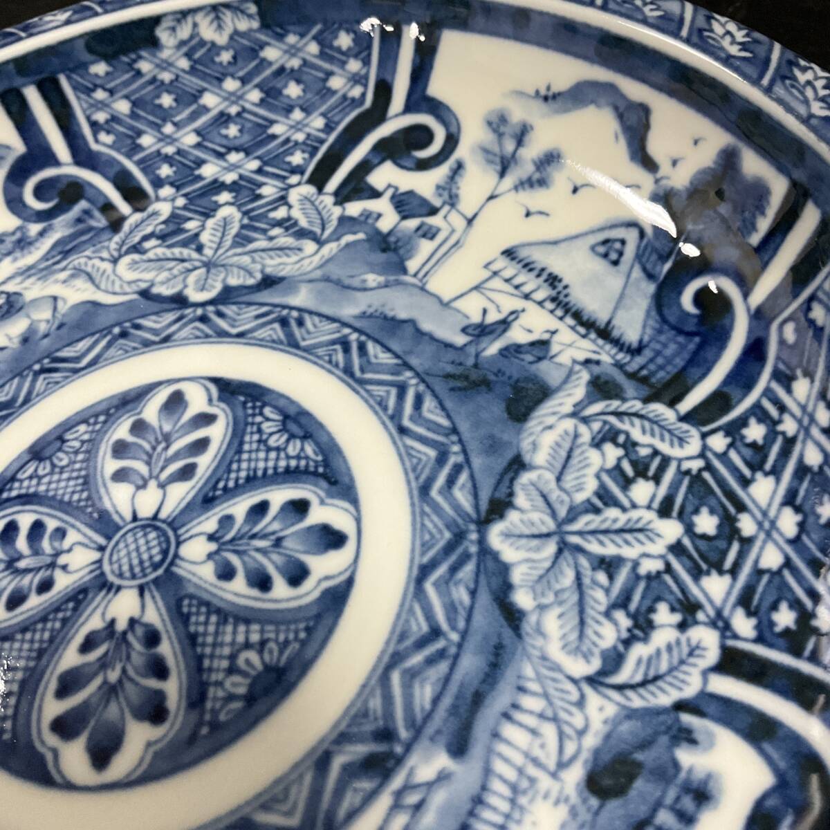 61535T】龍峰窯 大皿5枚揃 祥瑞玉渕22大皿揃 三洋陶器 染付 未 61535T】龍峰窯 大皿5枚揃 祥瑞玉渕22大皿揃 三洋陶器 染付 未