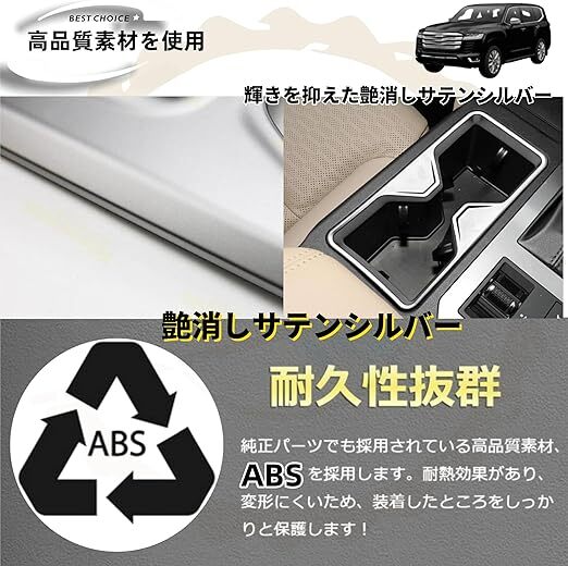 トヨタ ランドクルーザー 250系 専用 ランクル LC250 TRJ250W GDJ250W コンソールカップホルダーパネルカバー ガーニッシュ 艶消シルバー