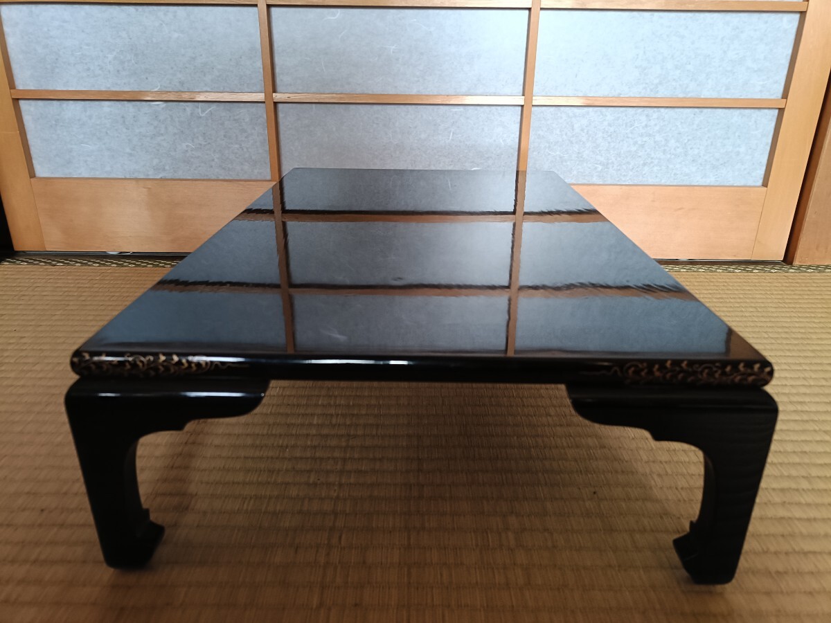 輪島塗唐草紋平卓】〜金梨地☆伝統工芸品☆蔵札有☆香炉台☆漆器 輪島塗唐草紋平卓】〜金梨地☆伝統工芸品☆蔵札有☆香炉台☆漆器