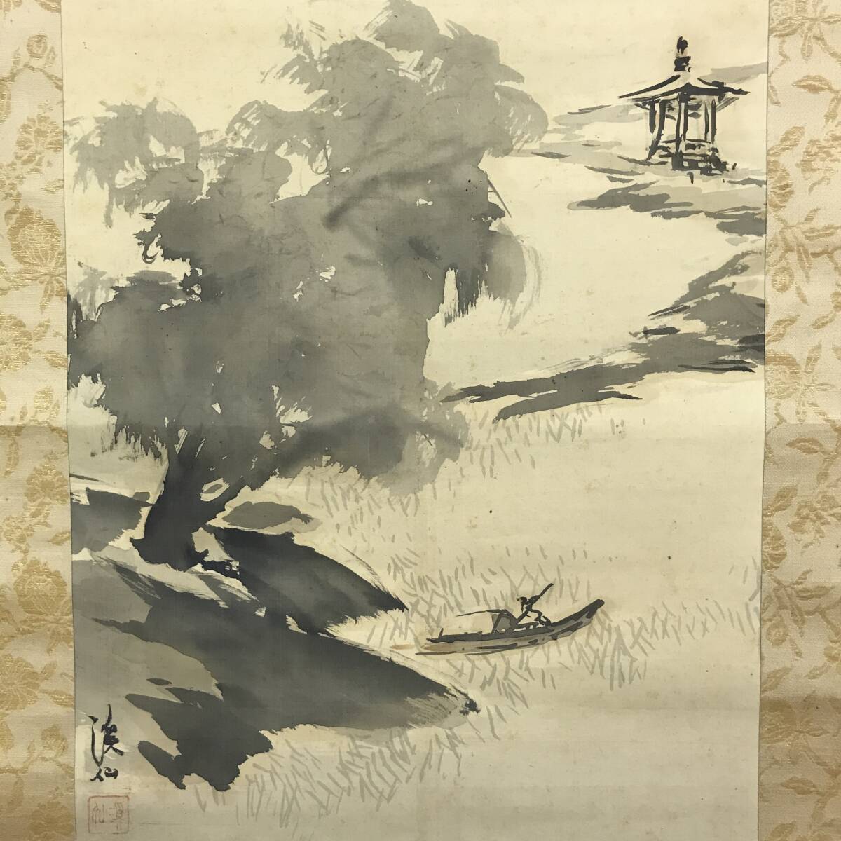 真作/富田渓仙/西湖風景/中国山水図/掛軸☆宝船☆AI-888 真作/富田渓仙/西湖風景/中国山水図/掛軸☆宝船☆AI-888