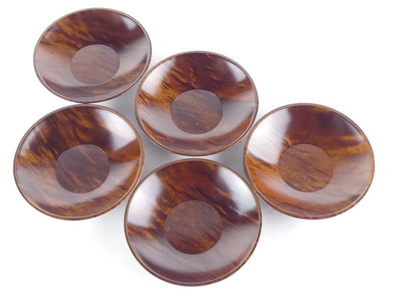 都屋】14 川北良造「朴杢造 銀線象嵌 茶托」5客 共箱 幅 約9.5cm 都屋】14 川北良造「朴杢造 銀線象嵌 茶托」5客 共箱 幅 約9.5cm