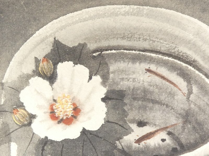 都屋】G4 穐月明「鉢中の天」S2号 共シール 墨彩画 画寸法 約 都屋】G4 穐月明「鉢中の天」S2号 共シール 墨彩画 画寸法 約
