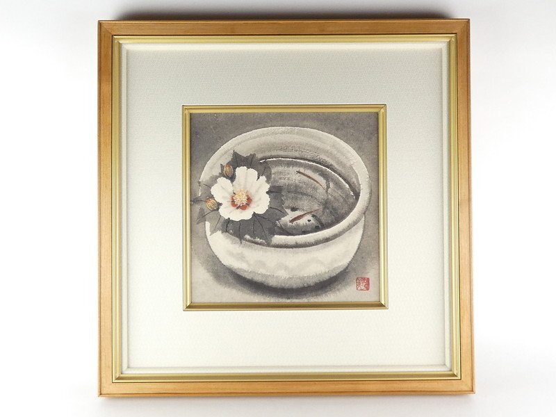 都屋】G4 穐月明「鉢中の天」S2号 共シール 墨彩画 画寸法 約 都屋】G4 穐月明「鉢中の天」S2号 共シール 墨彩画 画寸法 約
