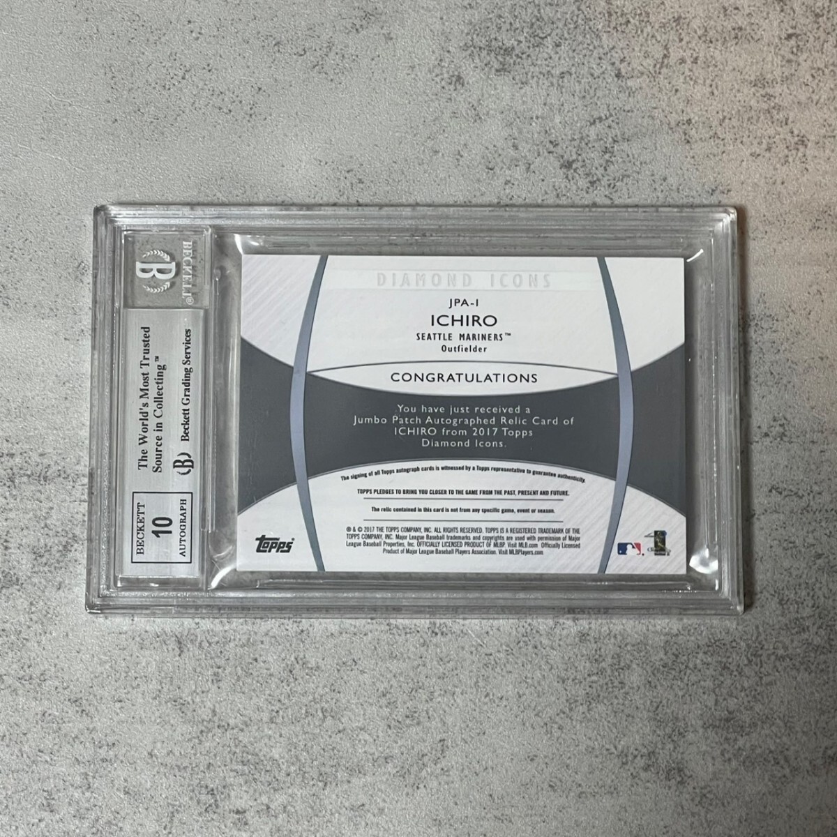 BGS鑑定済 Topps イチロー ICHIRO 試合着用 ジャンボパッチ 直筆 BGS鑑定済 Topps イチロー ICHIRO 試合着用 ジャンボパッチ 直筆