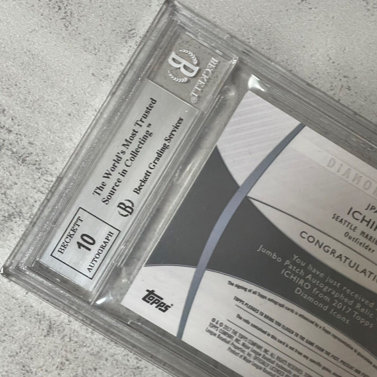 BGS鑑定済 Topps イチロー ICHIRO 試合着用 ジャンボパッチ 直筆 BGS鑑定済 Topps イチロー ICHIRO 試合着用 ジャンボパッチ 直筆