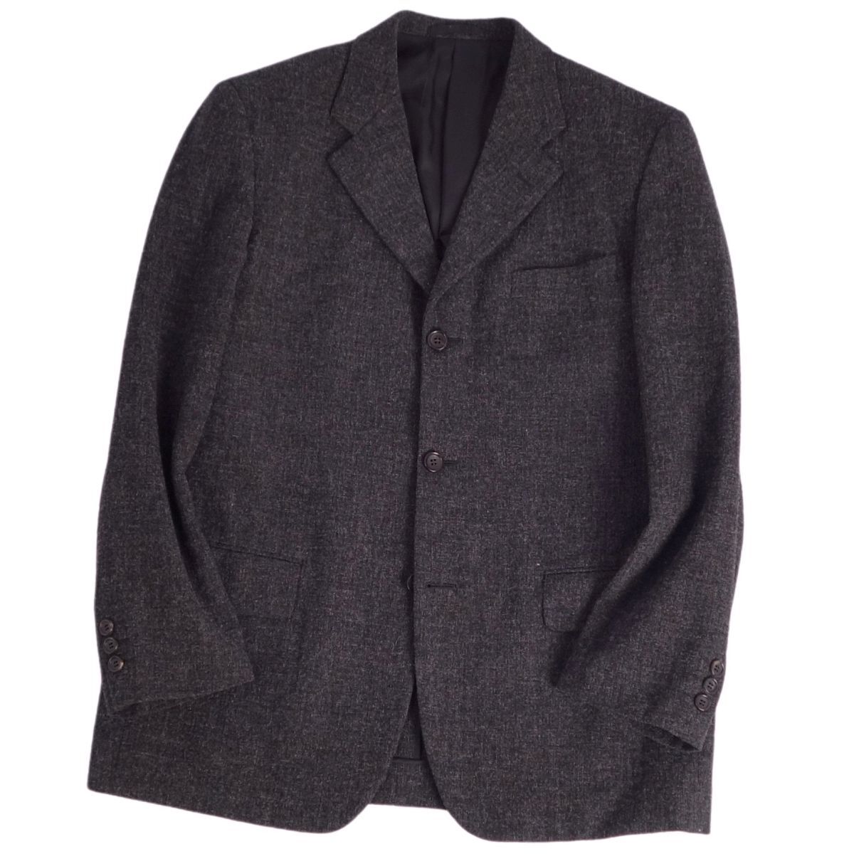 美品 コムデギャルソン COMME des GARCONS HOMME ジャケット テーラード ウール ツイード アウター メンズ M ブラック ce04mo-rm20e30278