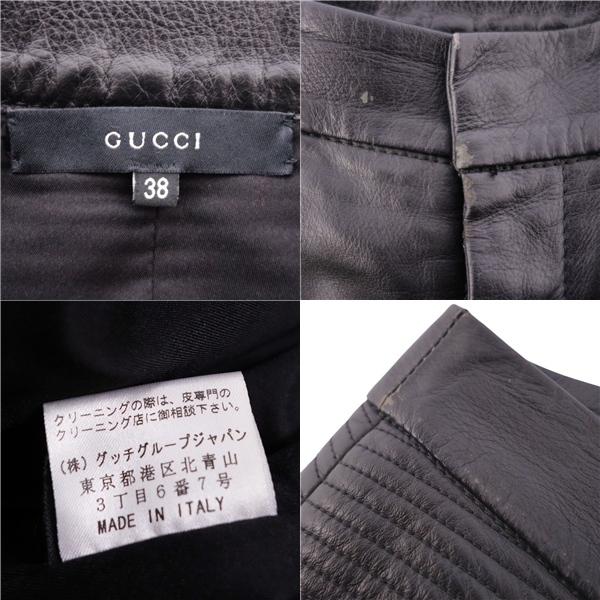 グッチ GUCCI トムフォード期 ロングパンツ レザーパンツ レザー 裾ジップ ボトムス レディース 38(M相當(dāng)) ブラック ce04mm-rm08e30424