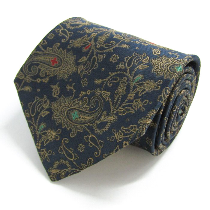 イヴ?サンローラン ブランド ネクタイ シルク ペイズリー柄 YSL 高級 PO メンズ ネイビー YVES SAINT LAURENT