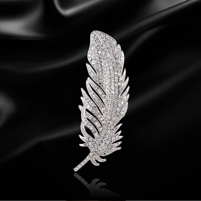 CZ diamond перо брошь серебряный перо crystal украшение формальный 