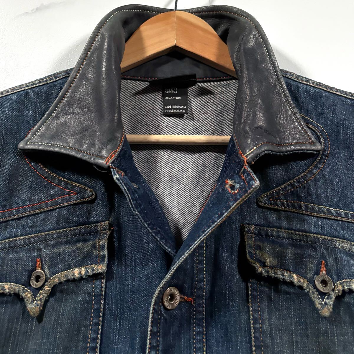 希少/Lサイズ○DIESEL ディーゼル 襟レザー切替 デニム 希少/Lサイズ○DIESEL ディーゼル 襟レザー切替 デニム