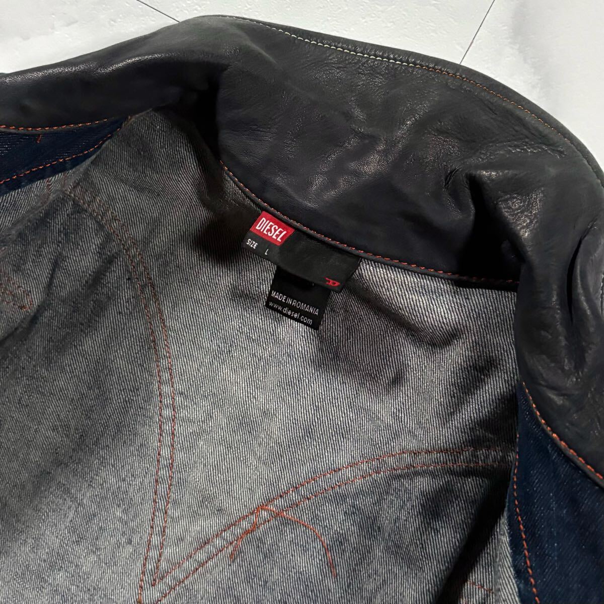 希少/Lサイズ○DIESEL ディーゼル 襟レザー切替 デニム 希少/Lサイズ○DIESEL ディーゼル 襟レザー切替 デニム