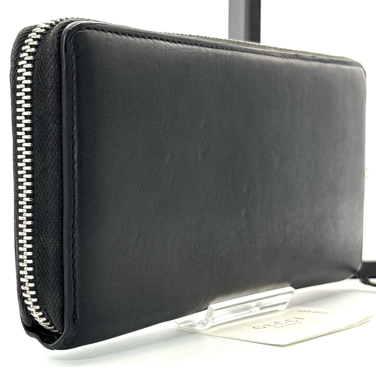 入手困難品◆GUCCI グッチ 長財(cái)布 ロングウォレット 本革 レザー GG インターロッキング ゴールドロゴ シェリーライン ブラック メンズ
