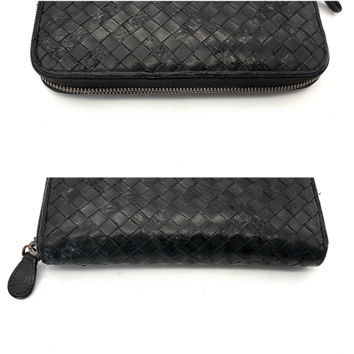 最高級(jí)◆BOTTEGA VENETA ボッテガヴェネタ 長財(cái)布 ロングウォレット イントレチャート パイソン エキゾチック ブラック