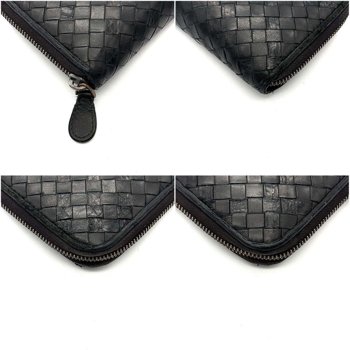 最高級(jí)◆BOTTEGA VENETA ボッテガヴェネタ 長財(cái)布 ロングウォレット イントレチャート パイソン エキゾチック ブラック