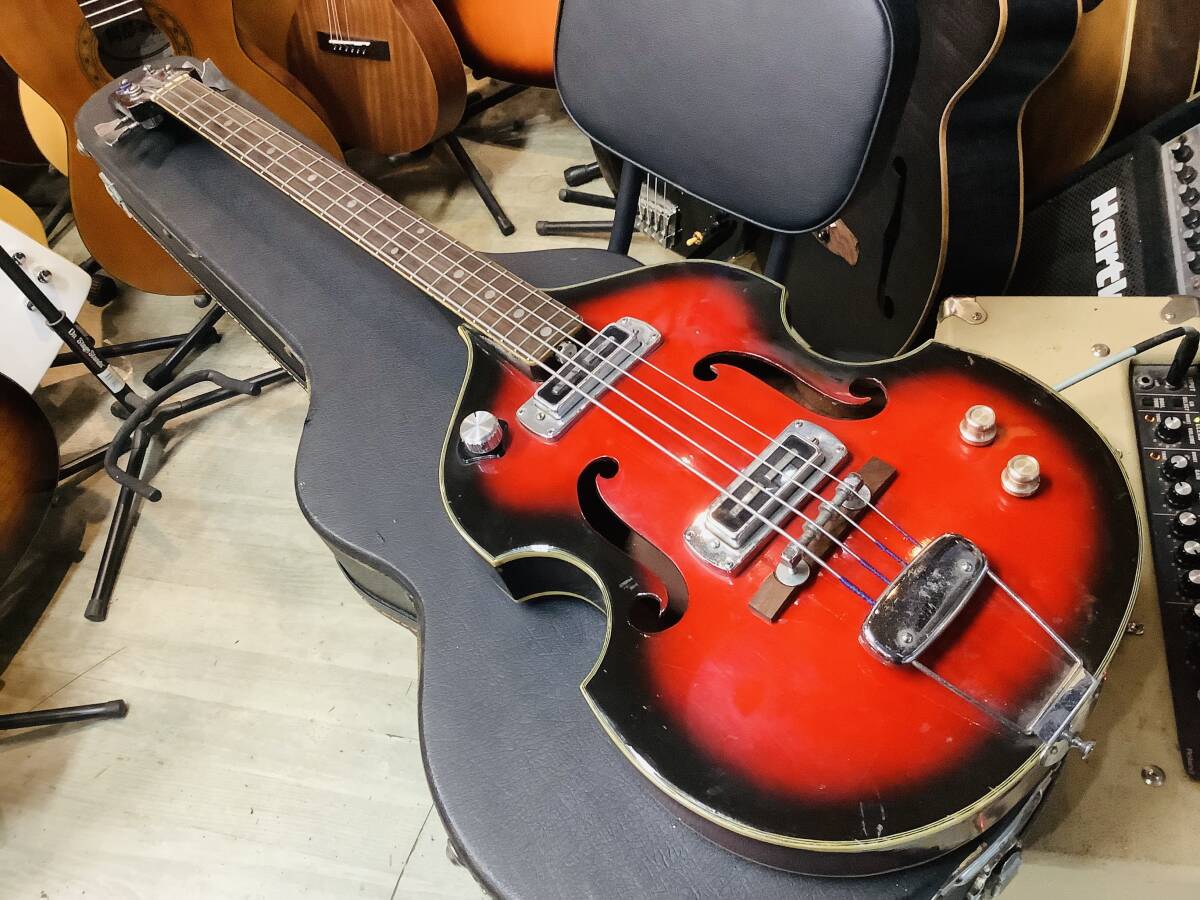 ジャパンヴィンテージ　貴重なTEISCO FB-2 70年代テスコ　バイオリンベース　レトロな風合いのベースギター
