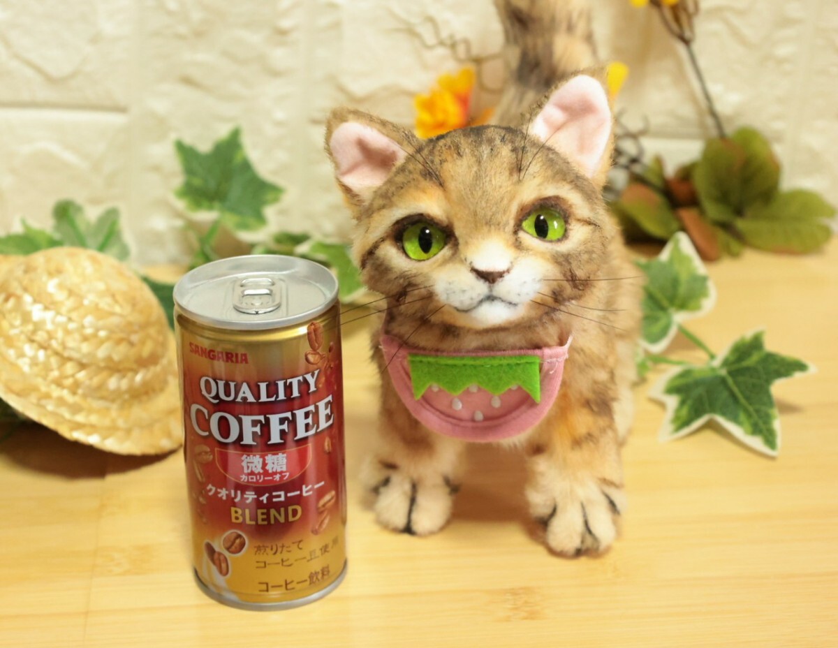 麦わら猫 キジトラ ネコ ぬいぐるみ アートドール ハンドメイド 麦わら猫 キジトラ ネコ ぬいぐるみ アートドール ハンドメイド
